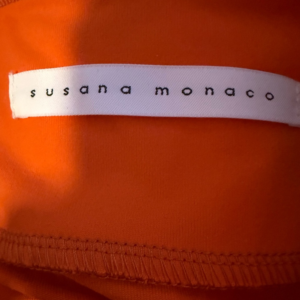 Susana Monaco Vibrant Orange Strapless Body-Con Midi Dress Size Med NWOT - Picture 5 of 5